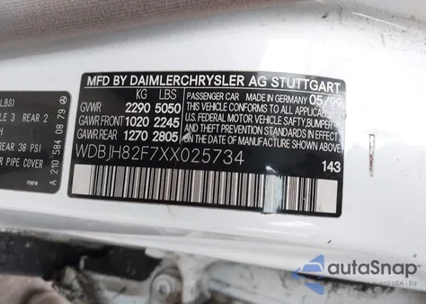 1999 Mercedes-Benz E 320 Awd z USA, uszkodzony, nr VIN WDBJH82F7XX025734